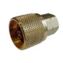 A gold plated coupler with a diamond pattern.